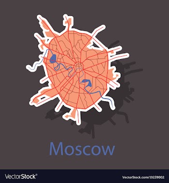 Sticker color map of moscow all objects are vector image