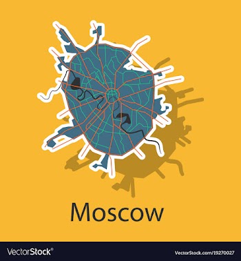 Sticker color map of moscow all objects are vector image