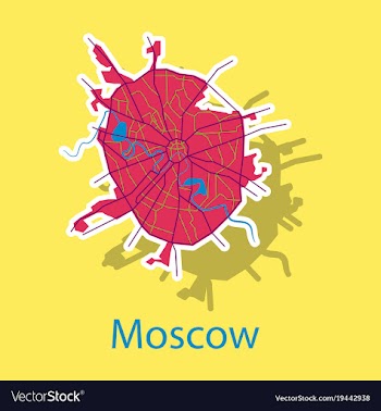Sticker color map of moscow all objects are vector image
