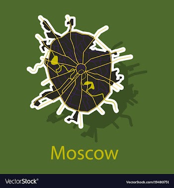 Sticker color map of moscow all objects are vector image