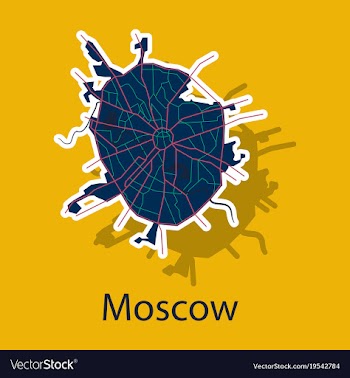 Sticker color map of moscow all objects are vector image