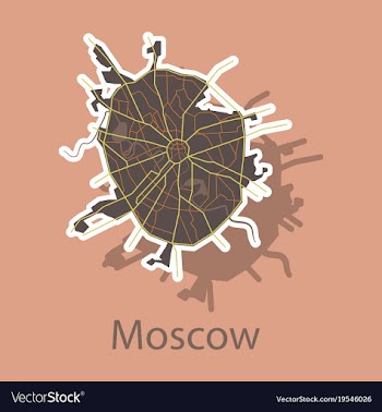 Sticker color map of moscow all objects are vector image