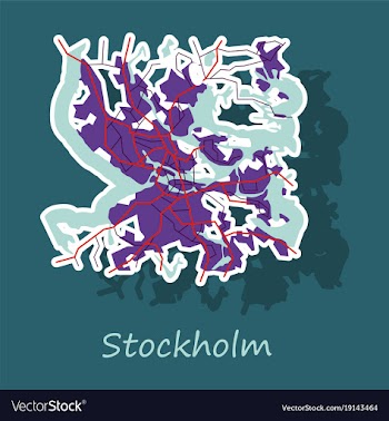 Sticker color map of stockholm sweden all objects vector image