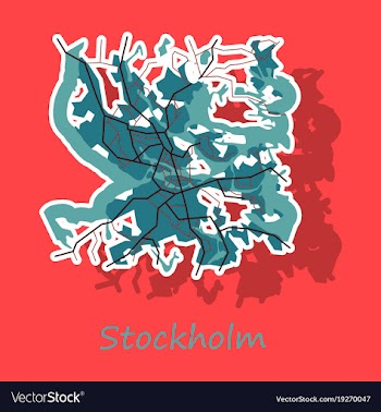 Sticker color map of stockholm sweden all objects vector image