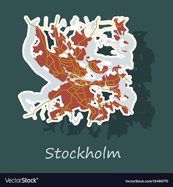 Sticker color map of stockholm sweden all objects vector image