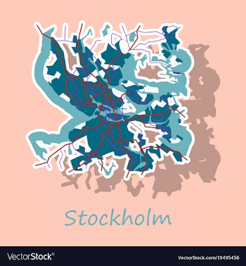 Sticker color map of stockholm sweden all objects vector image