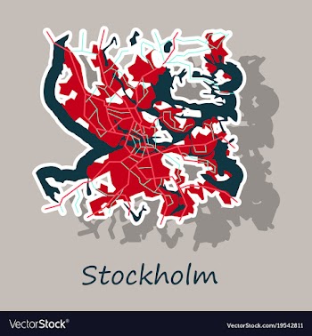Sticker color map of stockholm sweden all objects vector image