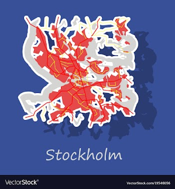 Sticker color map of stockholm sweden all objects vector image