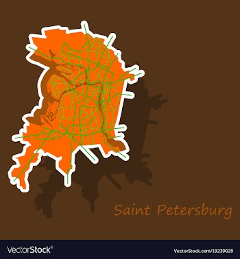 Sticker color map of the centre of st petersburg vector image