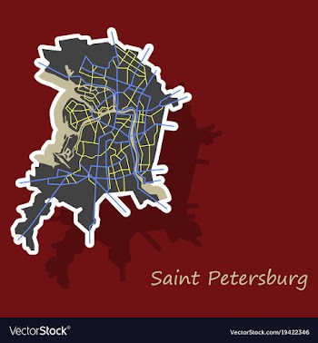 Sticker color map of the centre of st petersburg vector image