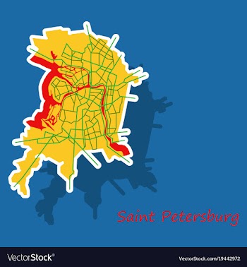 Sticker color map of the centre of st petersburg vector image