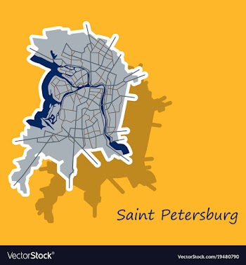 Sticker color map of the centre of st petersburg vector image