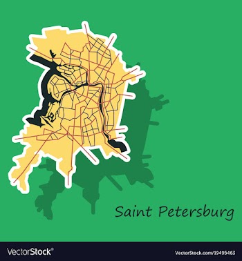 Sticker color map of the centre of st petersburg vector image