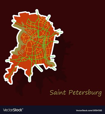 Sticker color map of the centre of st petersburg vector image