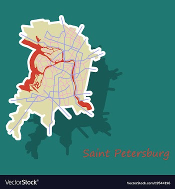 Sticker color map of the centre of st petersburg vector image