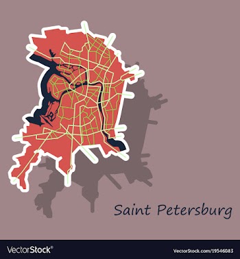 Sticker color map of the centre of st petersburg vector image