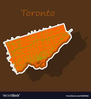 Sticker color map of toronto canada city plan of vector image