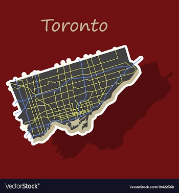 Sticker color map of toronto canada city plan of vector image