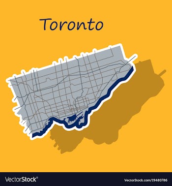 Sticker color map of toronto canada city plan of vector image
