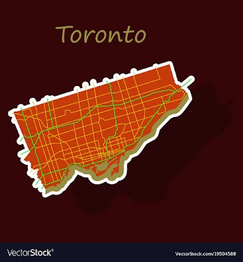 Sticker color map of toronto canada city plan of vector image
