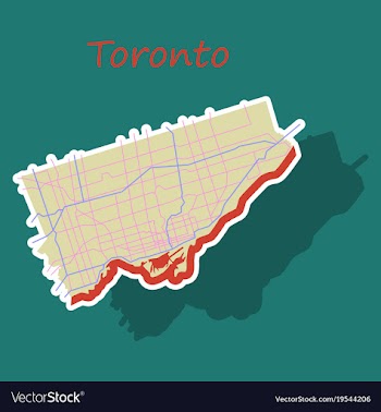 Sticker color map of toronto canada city plan of vector image