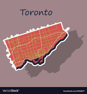 Sticker color map of toronto canada city plan of vector image