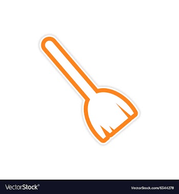 Sticker colored brooms on a white background vector image