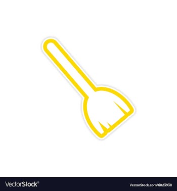 Sticker colored brooms on a white background vector image
