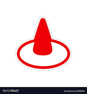 Sticker colorful witch hat on a white background vector image