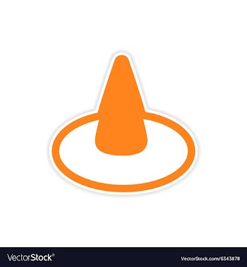 Sticker colorful witch hat on a white background vector image