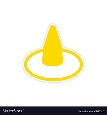 Sticker colorful witch hat on a white background vector image