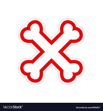 Sticker cross bones stacked on a white background vector image