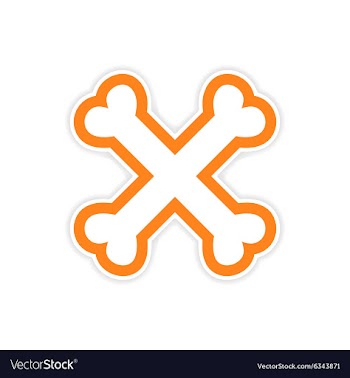 Sticker cross bones stacked on a white background vector image