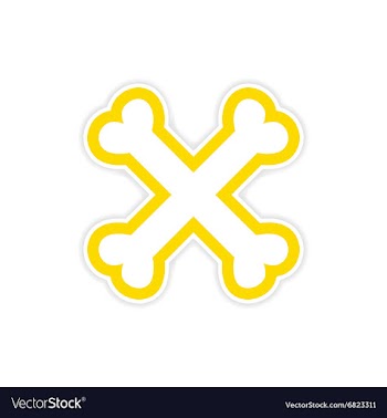 Sticker cross bones stacked on a white background vector image