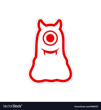 Sticker cyclops monster with horns on a white vector image