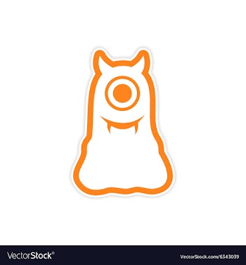 Sticker cyclops monster with horns on a white vector image