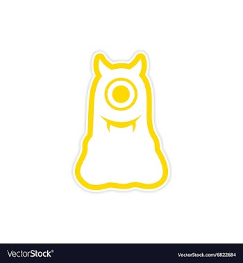Sticker cyclops monster with horns on a white vector image