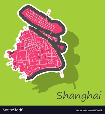 Sticker detailed shanghai city road network map vector image