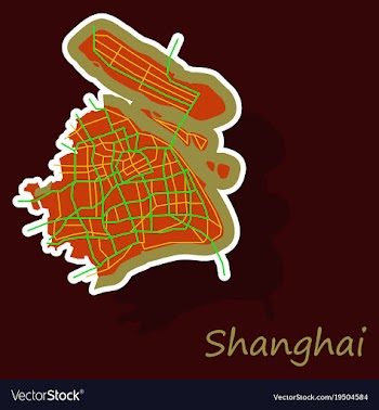 Sticker detailed shanghai city road network map vector image