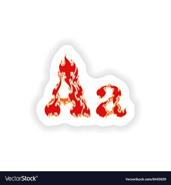 Sticker fiery font red letter A on white vector image