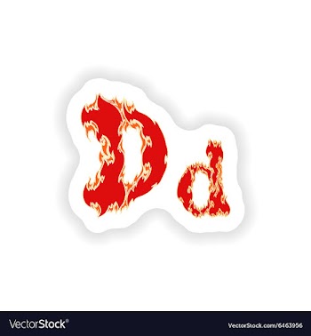 Sticker fiery font red letter D on white vector image