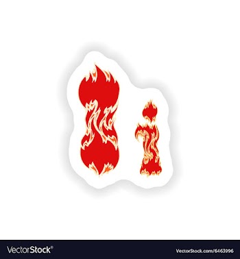 Sticker fiery font red letter I on white vector image