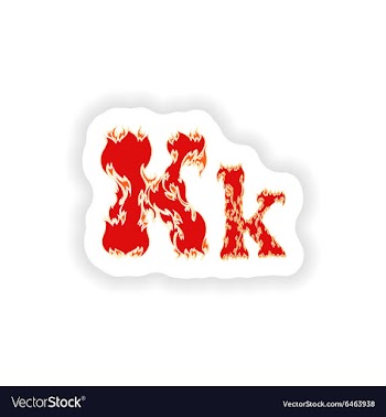 Sticker fiery font red letter K on white vector image