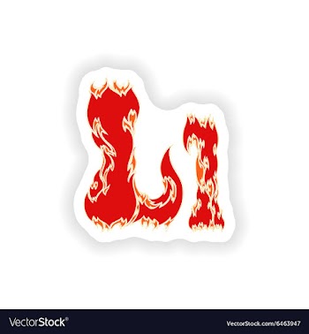 Sticker fiery font red letter L on white vector image