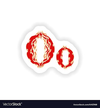 Sticker fiery font red letter O on white vector image