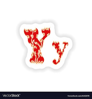 Sticker fiery font red letter Y on white vector image