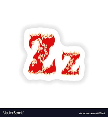 Sticker fiery font red letter Z on white vector image