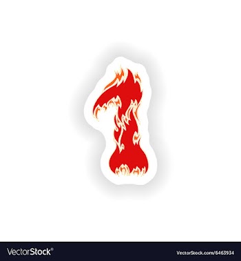 Sticker fiery font red number 1 on white vector image