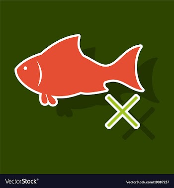Sticker fish drawing seafood great for menu vector image