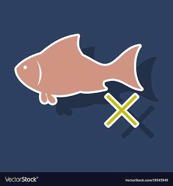 Sticker fish drawing seafood great for menu vector image